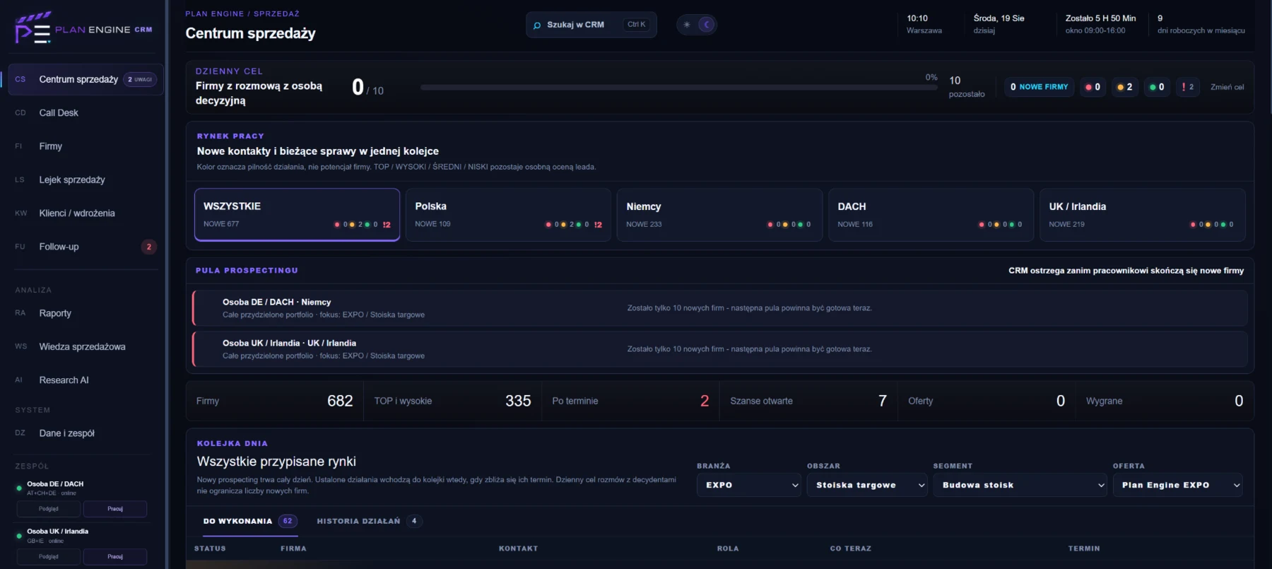 Plan Engine CRM sales command center